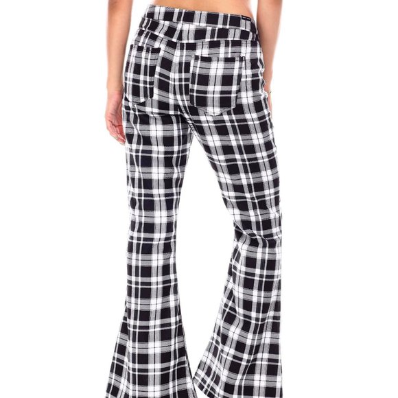 Almost Famous pants 0 plaid check gingham bell bottom flare boho hippie retro - Picture 16 of 16